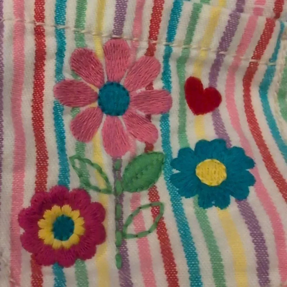 Oshkosh B'gosh Y2K Rainbow Striped Floral Embroidered Overall Dress Size‎ 18 mos